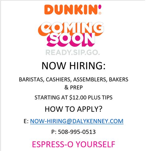 Browse our opportunities and apply today to a Dunkin Team Member position. . Jobs at dunkin donuts